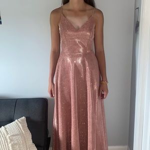 Pink sparkly long prom dress, fits nicely, only worn once!
